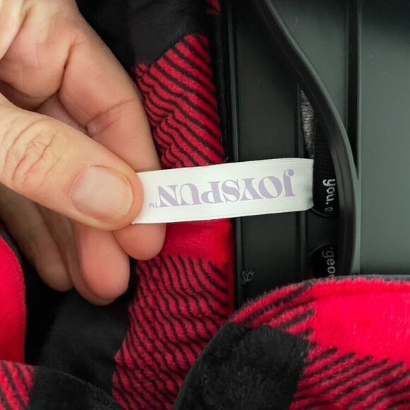 JoySpun 2-Piece Notch Collar Red Plaid Soft Comfy Women's PJ Pajama Set - Picture 2 of 4